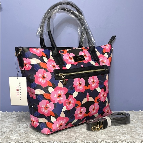Trina Turk Pink & Blue Floral Tote Bag - Picture 3 of 10